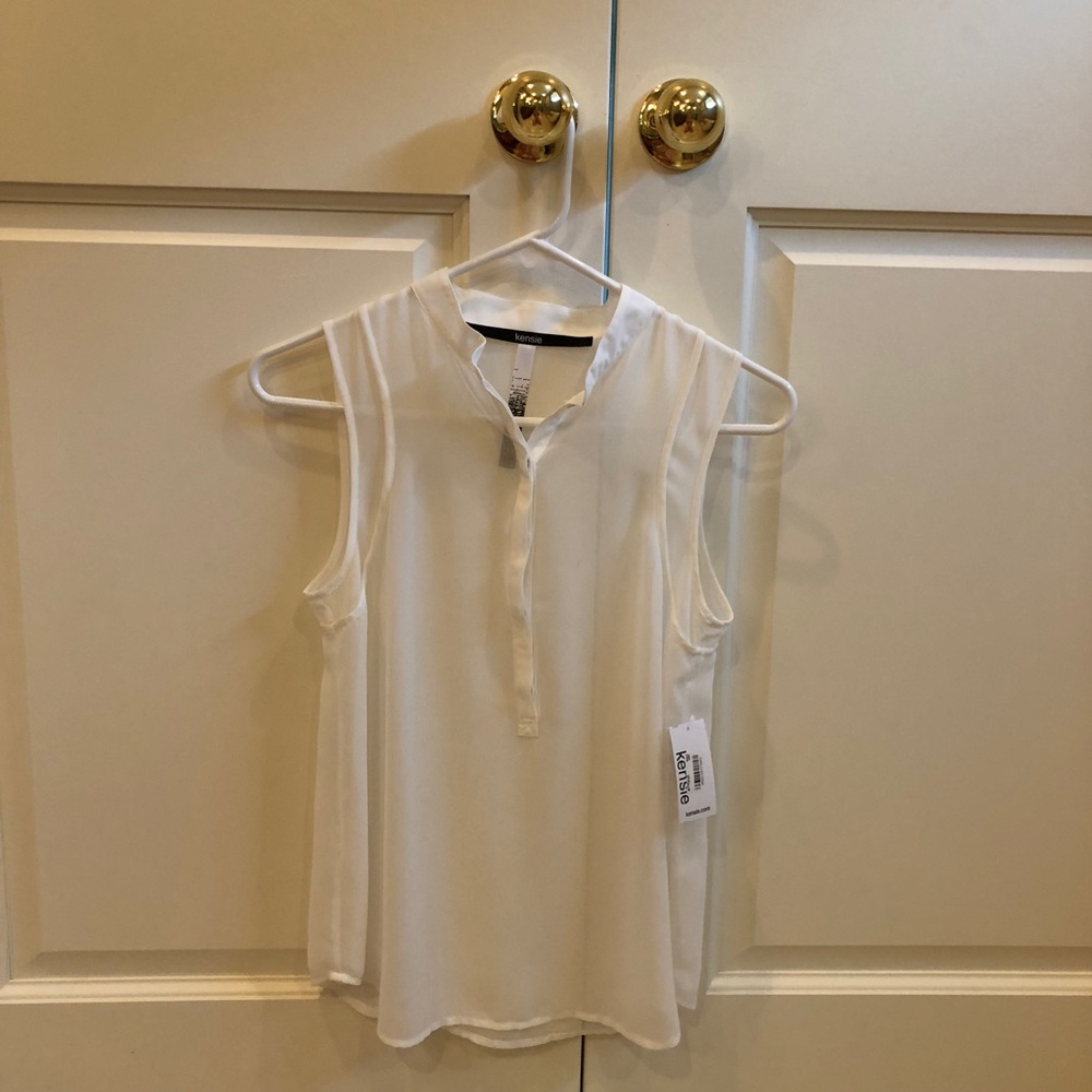 Kensie Sheer White Tank Top